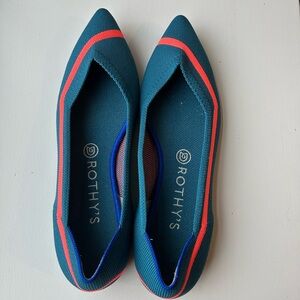 Rothy's NEW Teal and Coral Pointed Flats size 9.5